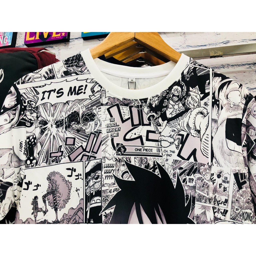 Tshirt Luffy Onepiece Fullprint Black White