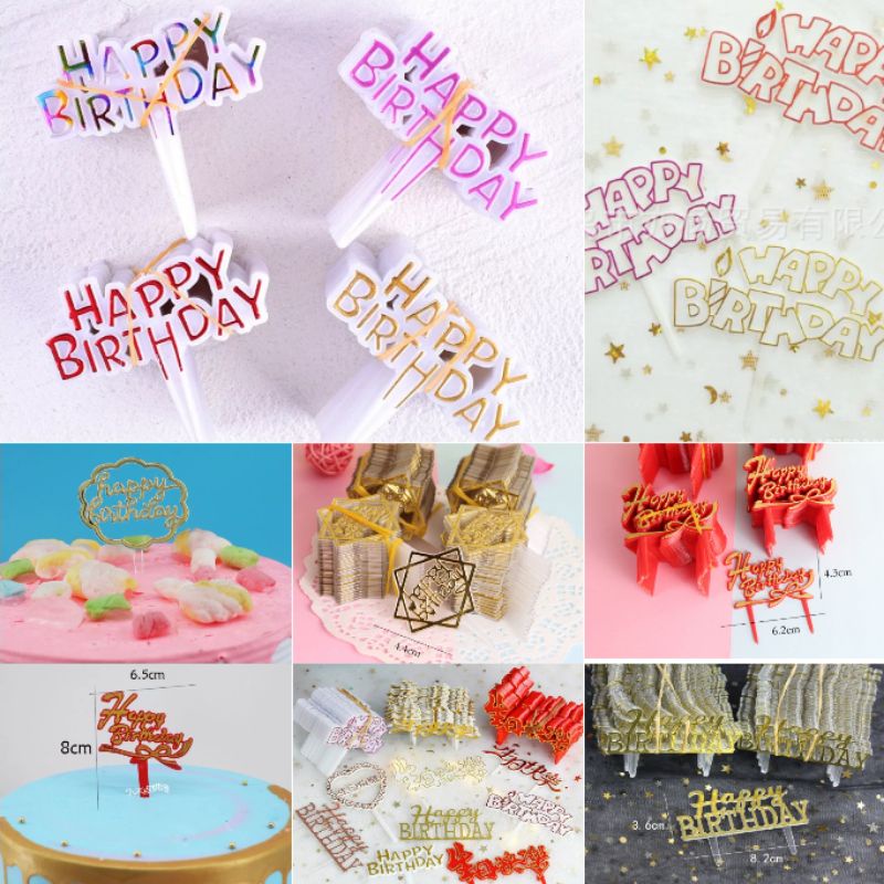 CAKE TOPPER HBD TUSUKAN HAPPY BIRTHDAY UCAPAN SELAMAT ULANG TAHUN TUSUKAN UCAPAN ULTAH MINI CAKE HIA
