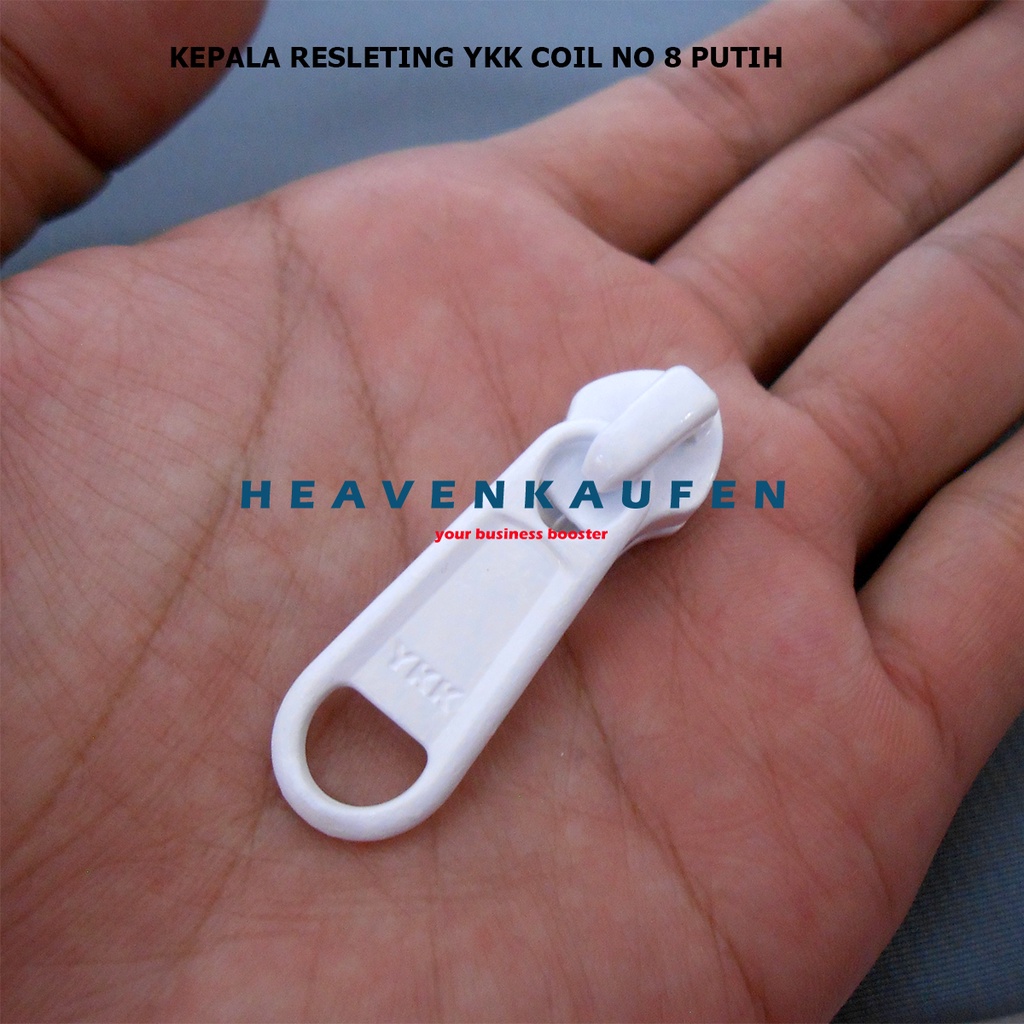 Kepala Resleting Zipper Head YKK Coil Gigi Halus No 8 Warna Putih