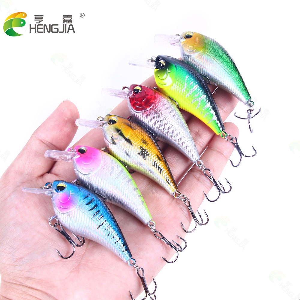 HENGJIA 6pcs 7CM 9.5G Crank Fishing Lures Wobbler Floating Artificial plastic Hard Bait Trout Crankbait Bass Pike Fishing Tackle