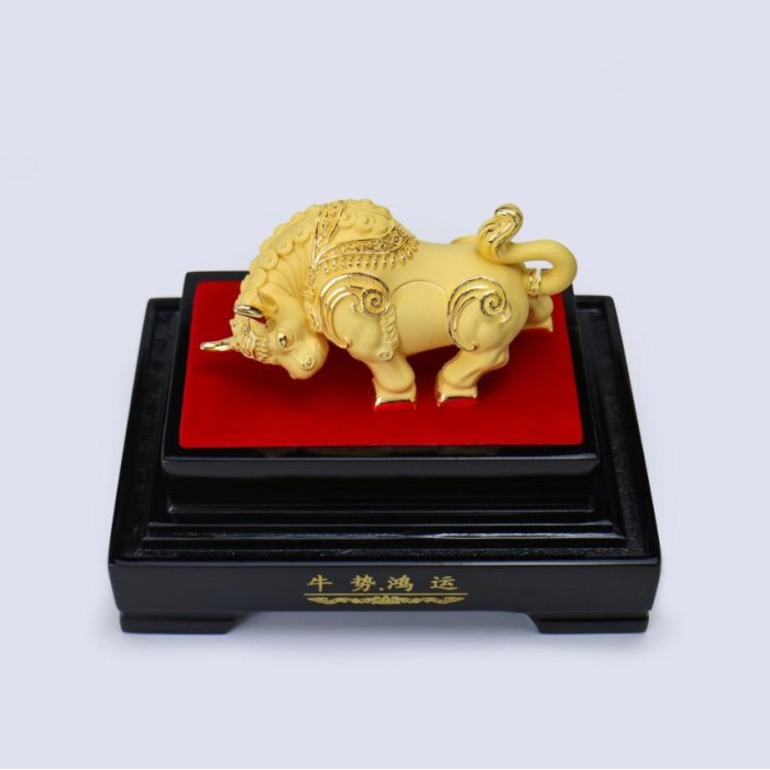 Mars_venus -  Pajangan Patung Shio Kerbau Lapis Emas 24K Patung Shio Kerbau S