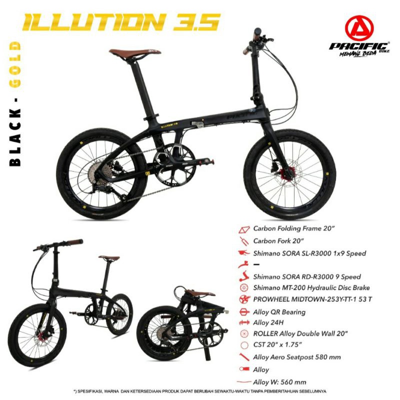 Sepeda Lipat Pacific ILLUTION 3.5 Carbon Sora 9 Speed Hydraulic Disc Brake