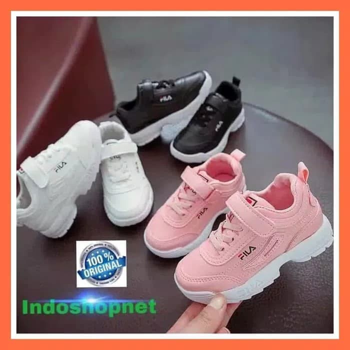 BEST SELLER Sepatu FILA/Sepatu Anak Laki/Sepatu Anak Perempuan Import Berkualitas - 22, Pink