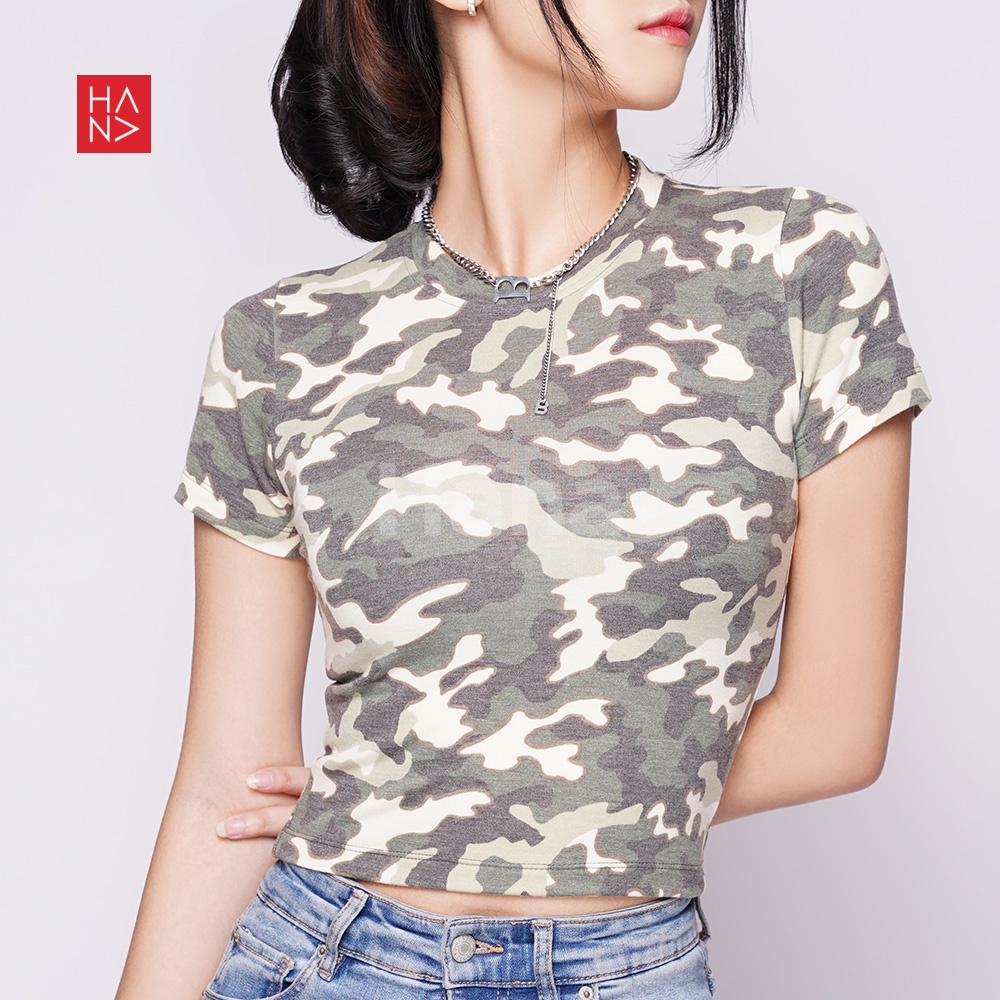 HanaFashionJKT - Jessie Crop Top Atasan Corak Kaos Pendek Wanita - CT075