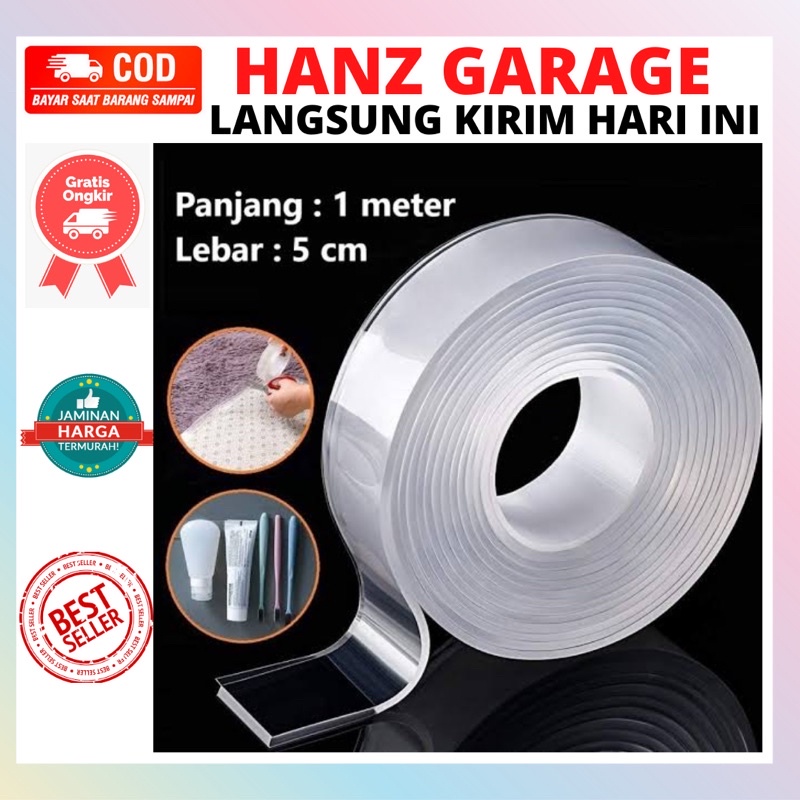 

Double tape Nano Magic 1M solasi Bening 1 meter 3M solatip selotip Roll murah meriah