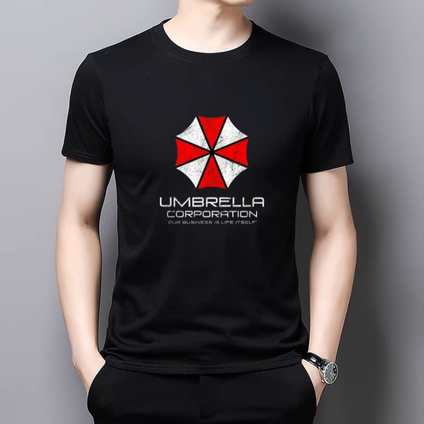 Kaos Tshirt  Pria Umbrella Resident Evil Baju Distro Basic Lengan Pendek Kasual