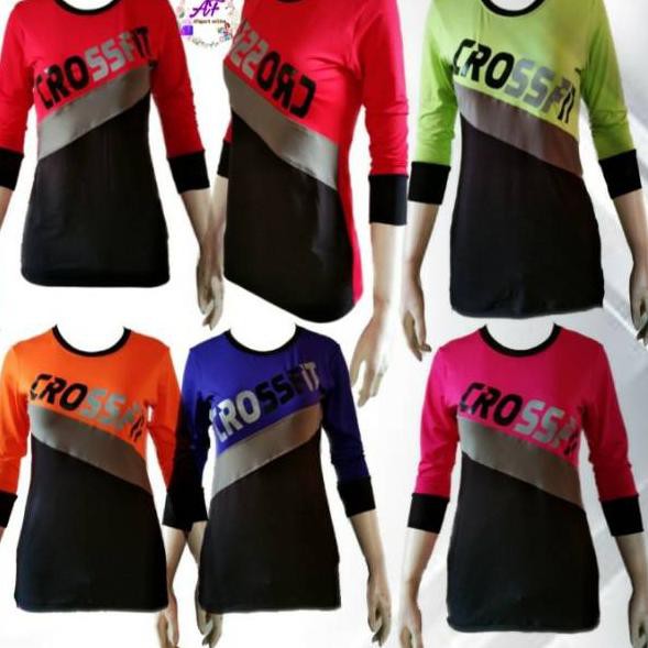 [Bayar dirumah] BAJU gym running olahraga ad01 THUMBHOLE TANGAN 3/4 ladies.