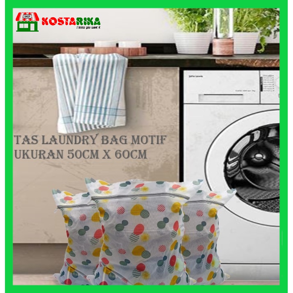 KOSTARIKA Laundry Bag Motif Laundry Net Keranjang Baju Kotor Pengaman Cucian Pakaian 50cm X 60cm