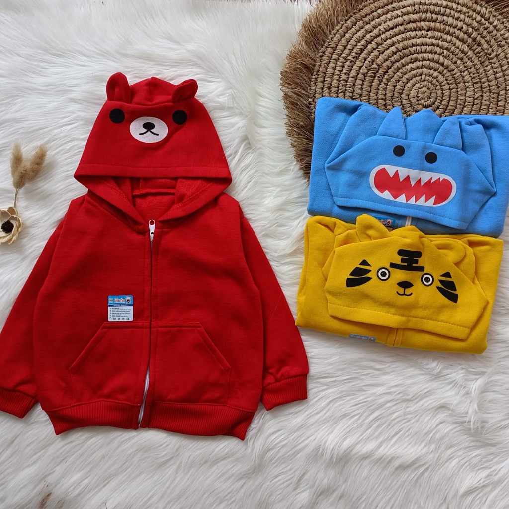 Jaket bayi hoodie karakter 3-18 bulan