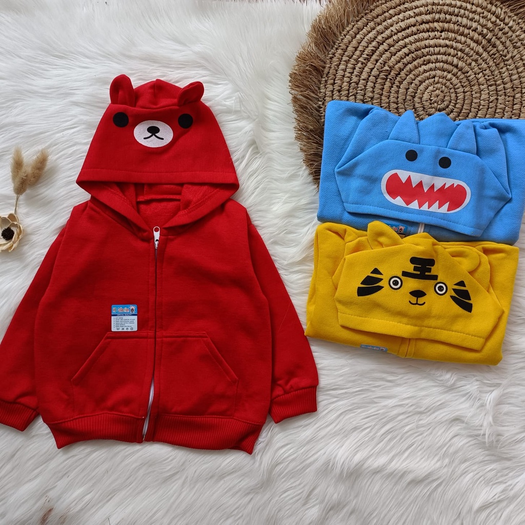 Jaket bayi hoodie karakter 3-18 bulan