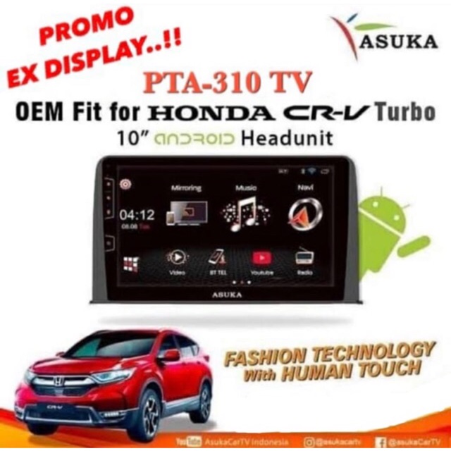 EX DISPLAY  Asuka PTA-310 TV Digital for CRV Turbo Head unit Android