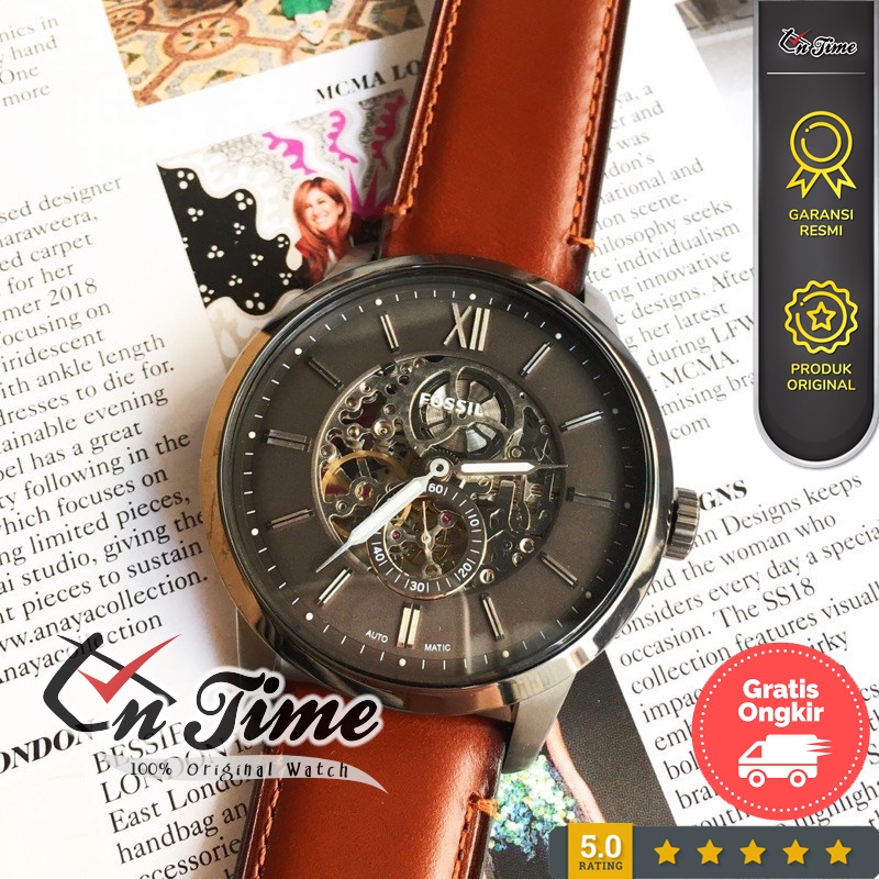 Fossil ME3181 Automatic Skeleton Jam Tangan Pria Ori Elegant
