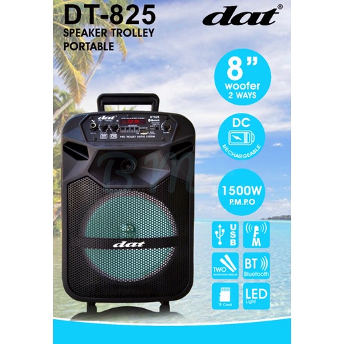 SPEAKER TROLLEY DAT DT 825 / DT825 ECO 2 MIC 8 INCH + 2 MIC WIRELESS