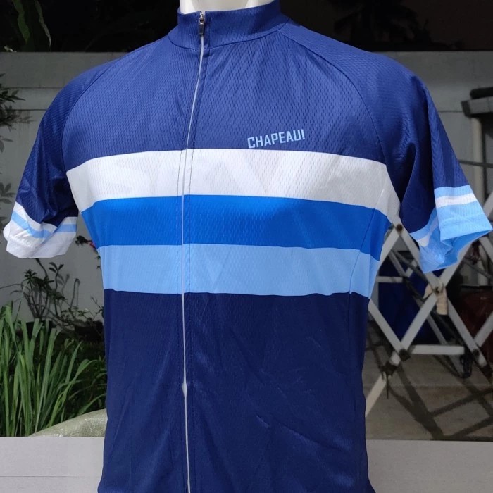 Jersey set Sepeda Roadbike MTB Chapeau Blue Include BIB bukan polygon