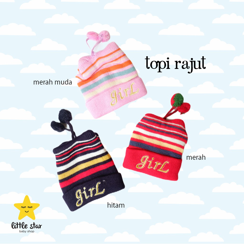 Bon Bon Topi Kain Bayi Perempuan | Topi Kupluk Rajut Bayi Cewek