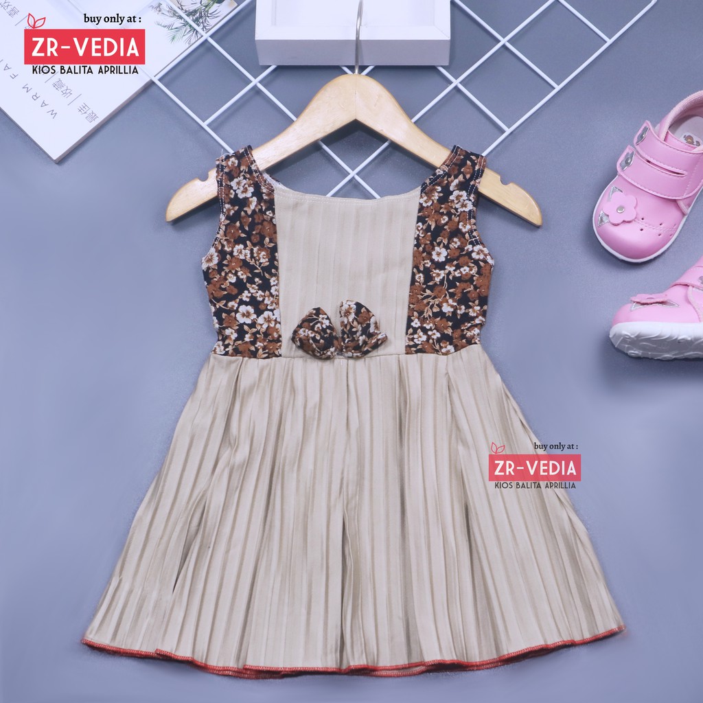 Dress Riani uk 1-2 Tahun / Baju Tanktop Pakaian Plisket Gaun Import Dres Yukensi Anak Perempuan