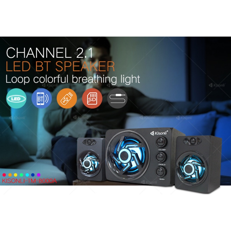 Speaker Aktif 2.1 Subwoofer Kisonli TM-8000A Bluetooth Komputer / Laptop