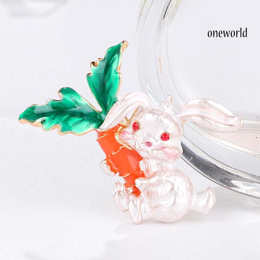 OW@ Unisex Rabbit Carrot Enamel Alloy Brooch Pin Badge Suit Corsage Lapel Decor