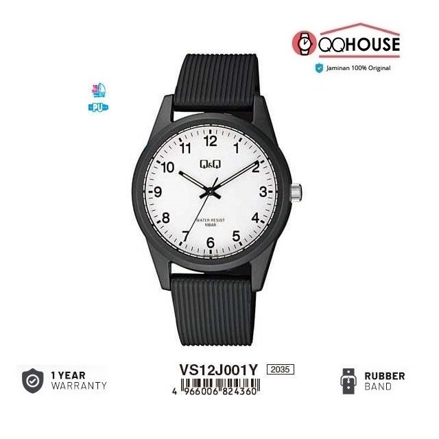 Q&Q QNQ QQ VS12 VS12J VS12J001 VS12J001Y ORIGINAL ANALOG WATCH RUBBER BAND JAM TANGAN PRIA WANITA TA