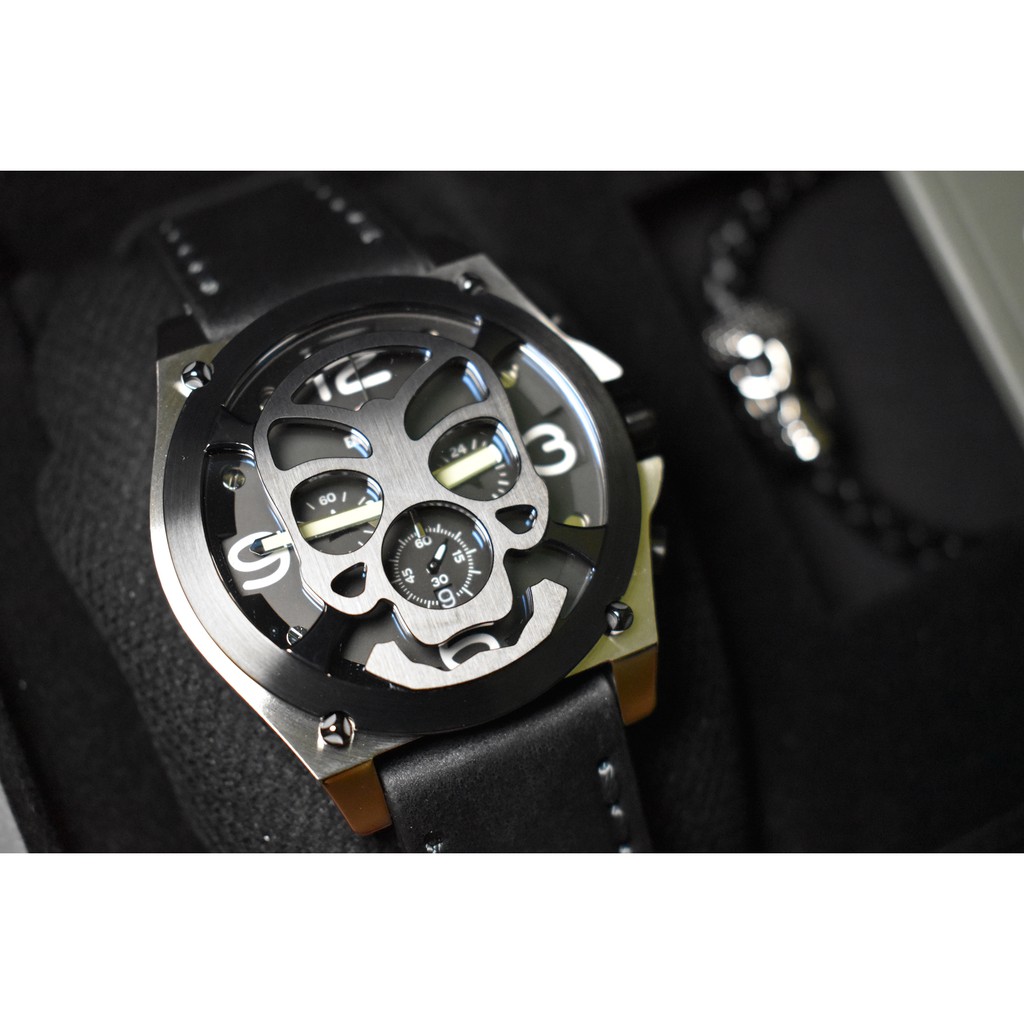 Jam Tangan Expedition Pria E6699M Special Edition Silver Black Skull Original