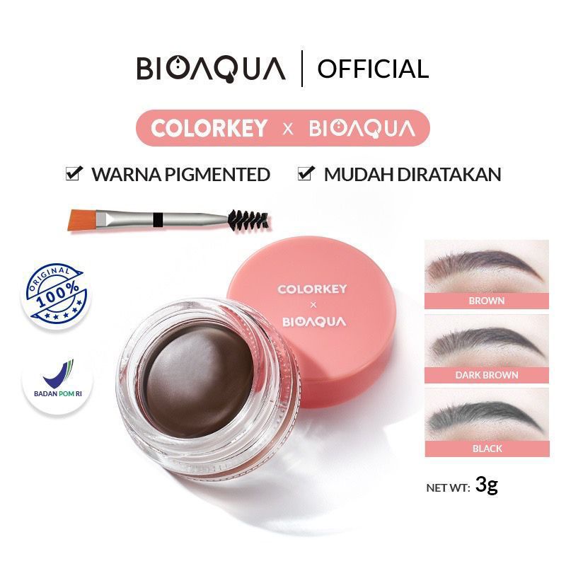 Colorkey X Bioaqua Stay On Lip Cream | Paint Your Brow Gel | Fine Brow Sculpting Pencil