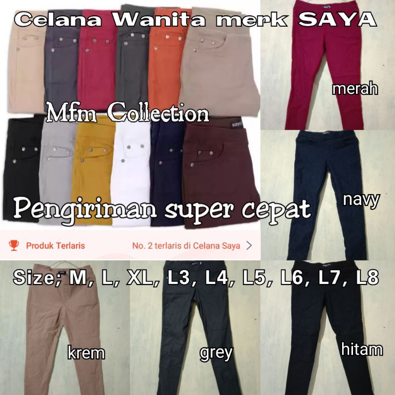 Celana Wanita Merk SAYA Jumbo L5-L8 Bahan Soft jeans Korea