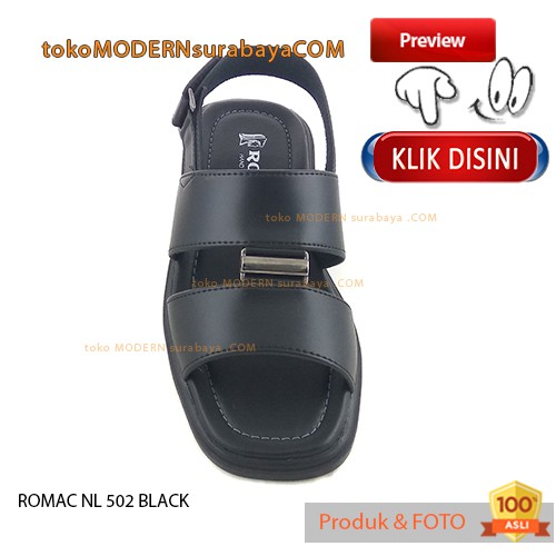 ROMAC NL 502 BLACK Sandal Pria Casual Sopan Slide Flip Flop