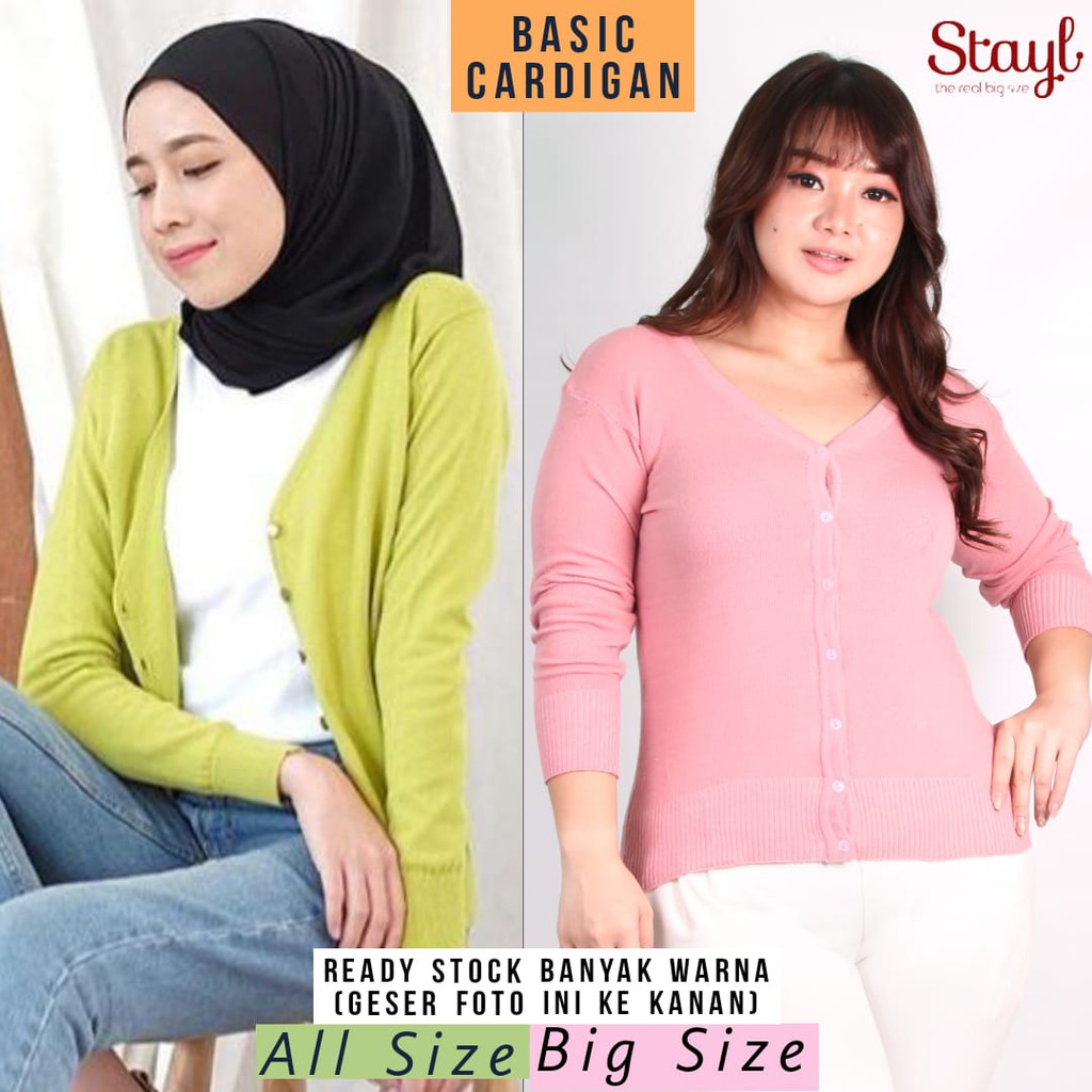 kardigan OVERSIZE Basic 20 Warna Rajut Tebal Wanita XL Polos Lengan Panjang STAYL Big Size X8D5 term
