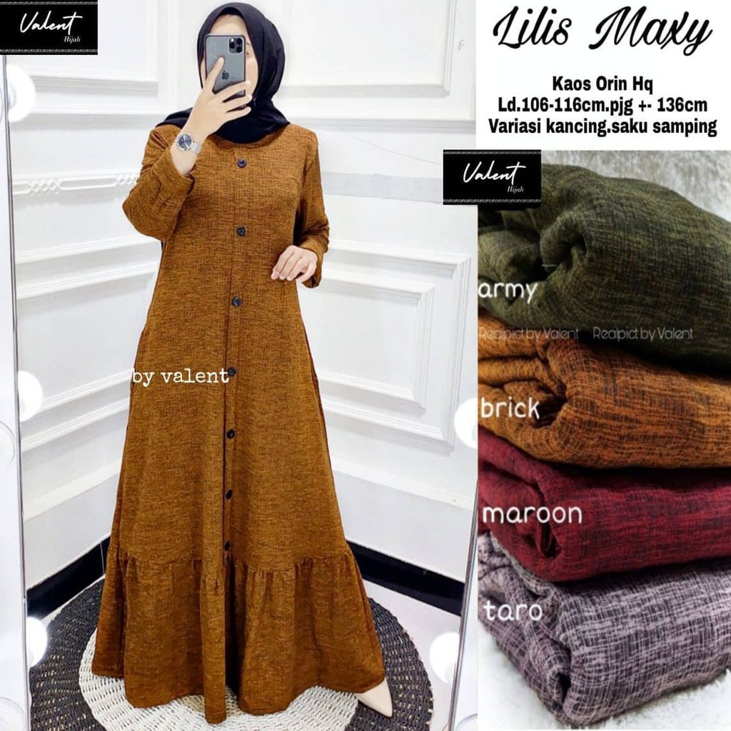 BHL - LILIS MAXY  Gamis Jumbo Bahan Kaos Import Lilis Maxy by Valent Hijab Fashion Solo