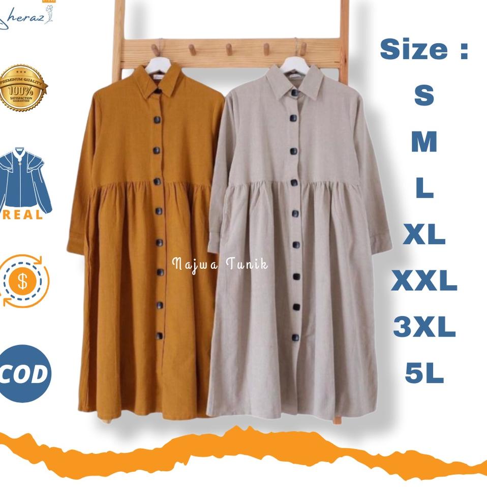 Baju Atasan Tunik Hitam Polos Panjang Wanita Remaja Jumbo Ld 120 130 140 Murah NAJWA TUNIK | SKR.10J