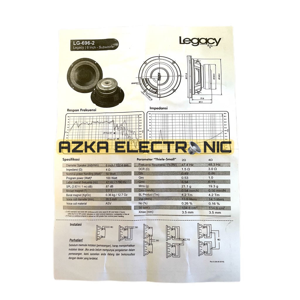 Speaker Subwoofer Legacy 6 Inch 696