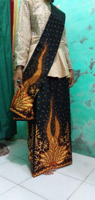 Wou Batik Couple Selendang Mutiara Sania Ruffle - Adila Couple Brokat Modern Batik Modern - Bs066