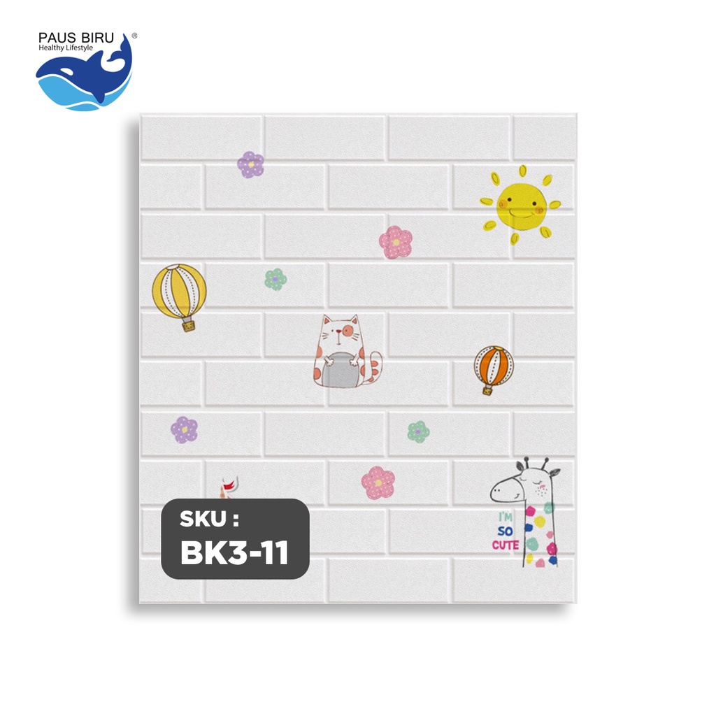 Paus Biru - Wallpaper dinding 3d motif gambar 70x77cm-SO CUTE