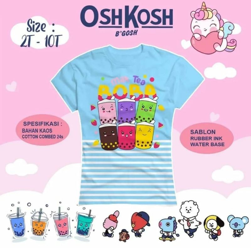 Kaos Anak Boba BTS series 1-7 Tahun Kaos Bahan Cotton Combad24S