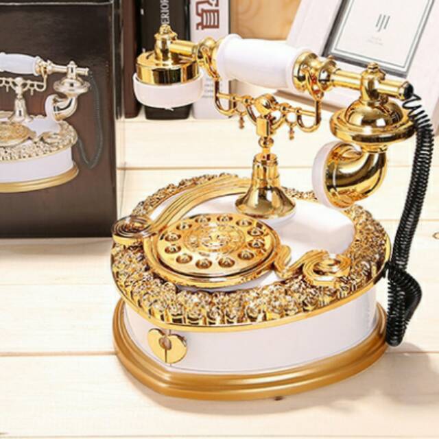 Pajangan unik telepon vintage music box dekorasi rumah