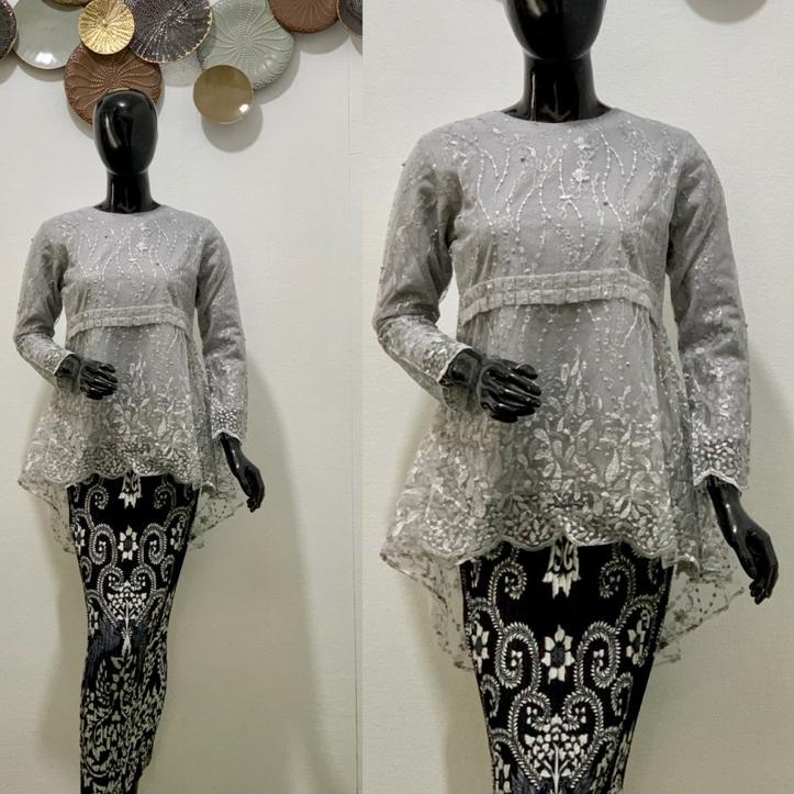 ☝ kebaya wisuda/ stelan / kebaya modern/ ocean kebaya/ kebaya brokat tulle gotik rempel ►