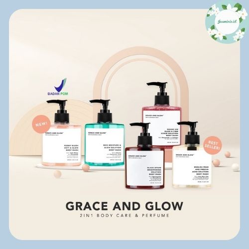 [BPOM] Grace and Glow Black Opium Brightening - English Pear &amp; Freesia Anti Acne Body Wash - Body Scrub - Miss Moisture - Peony Blush