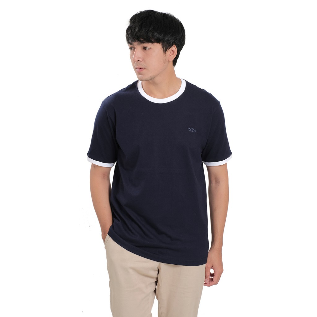 iNeat Sunday Basic Kaos  Ringer Tees Navy  Shopee Indonesia