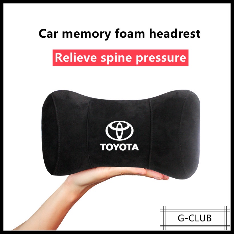 G-club Bantal Leher Bahan Kulit Rusa Memory Foam Untuk Headrest Mobil Toyota