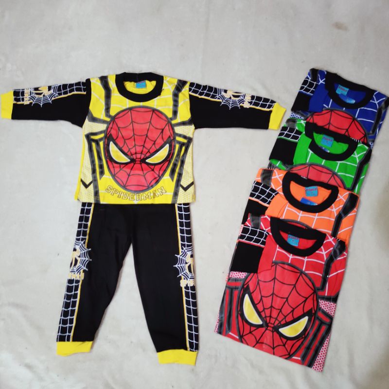 setelan anak spiderman 1 2 3 4 5 6 tahun kaos lengan panjang anak cowok laki laki