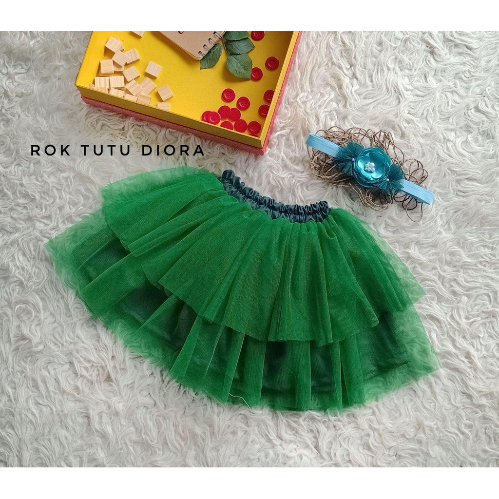 ROK TUTU ANAK / ROK TUTU DIORA WARNA HIJAU BOTOL