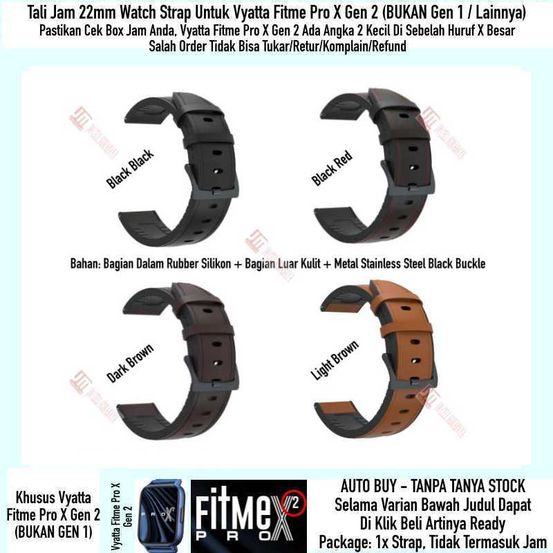 Hybrid Watch Strap Vyatta Fitme Pro X Gen 2 - Tali Jam 22mm Rubber Kulit