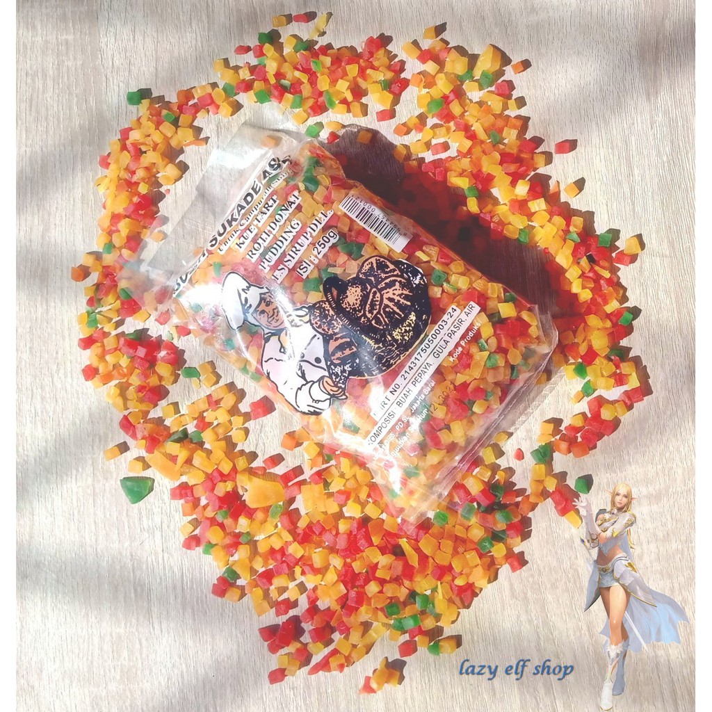 Sukade 250gr Warna Warni Mix Rainbow Buah Pepaya Succade Papaya untuk bahan kue cake bolu