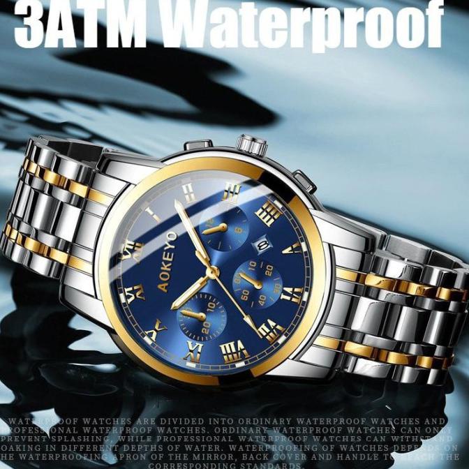 Aokeyo 4006 Jam Tangan Pria Anti Air Original Luxury Stainless Steel