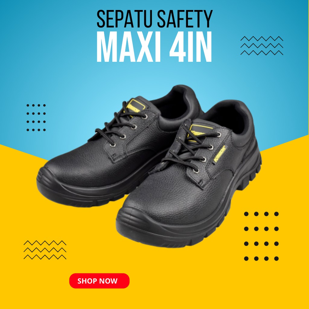 Krisbow - Sepatu Safety Pria | Sepatu Sefty Pria | Sepatu Safety Pria Original Maxi 4In- Hitam
