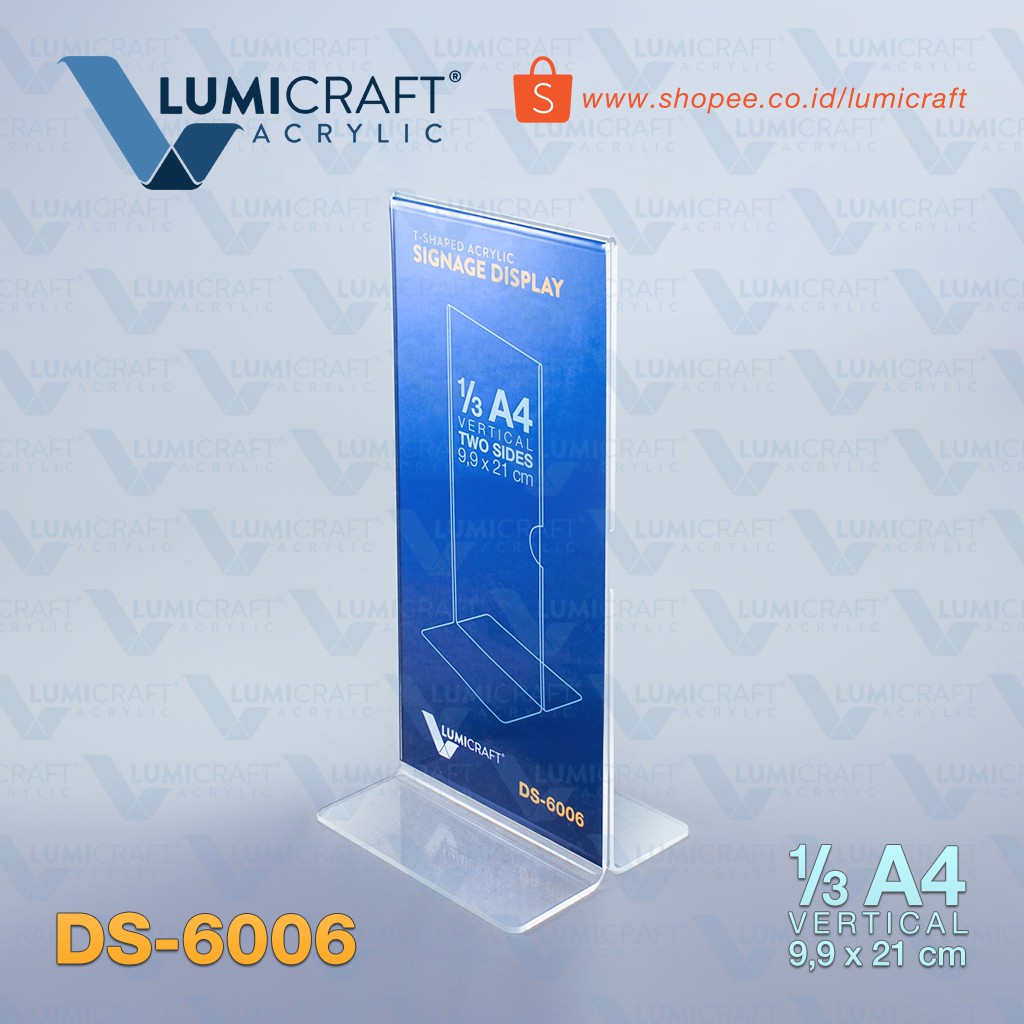 

Tent Card Acrylic model T / Display Akrilik ukuran 1/3 (sepertiga) A4 Vertikal - Lumicraft DS-6006