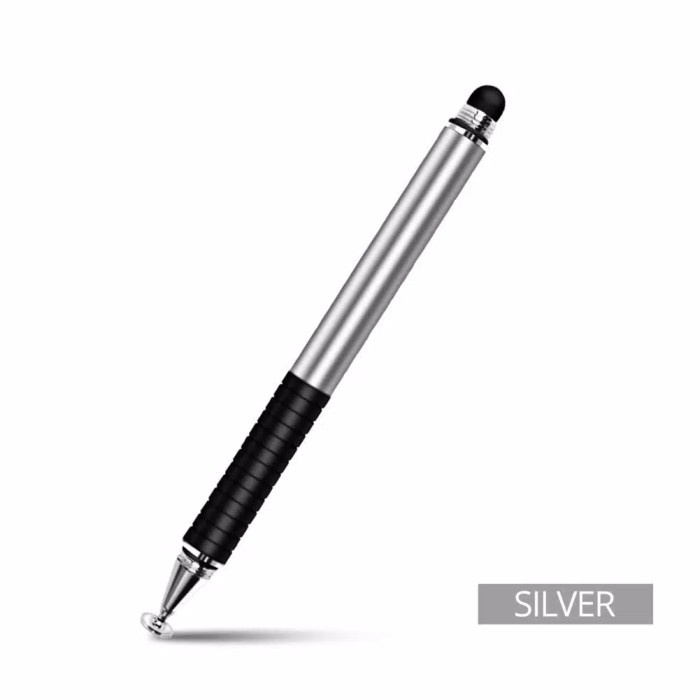 [MURAH] [COD] Pen drawing Android stylus pen 2 in 1 - pulpen hp android + Bonus - Silver