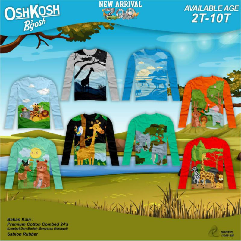 Kaos lengan panjang 2-10Th/kaos oshkos b'gosh lengan panjang/kaos lengan panjang anak laki-laki