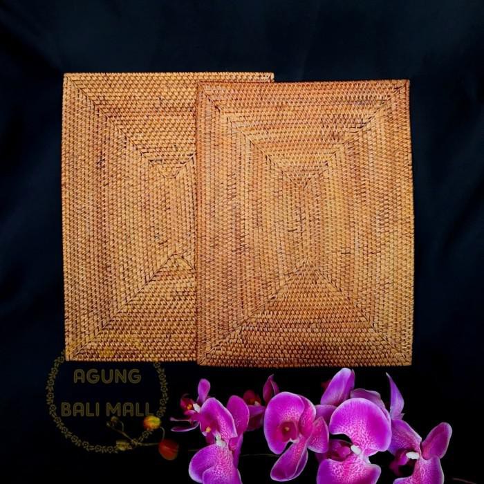 Placemat Rotan | Alas Piring Rotan Persegi Panjang | Tatakan Piring