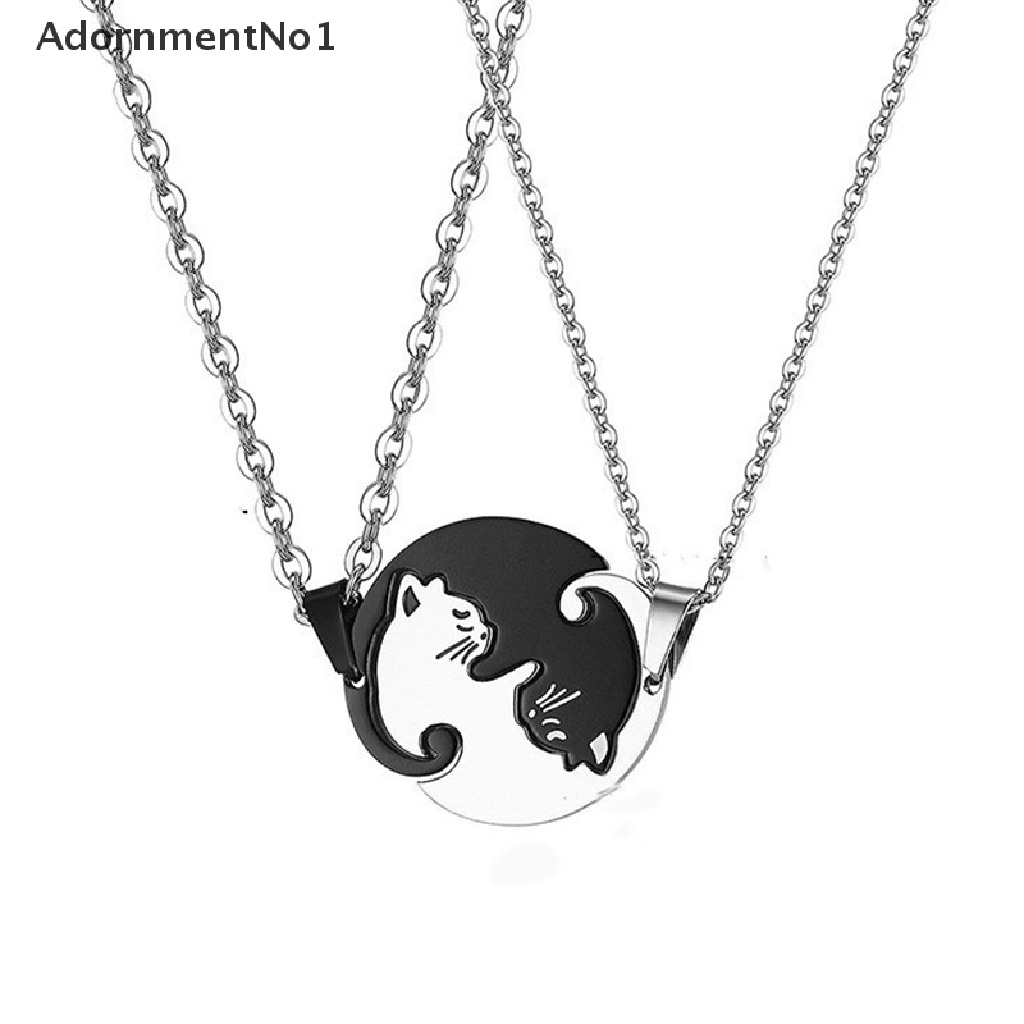 (AdornmentNo1) Kalung Rantai Dengan Liontin Kucing Bahan Stainless steel Untuk Pasangan / Pria / Wanita